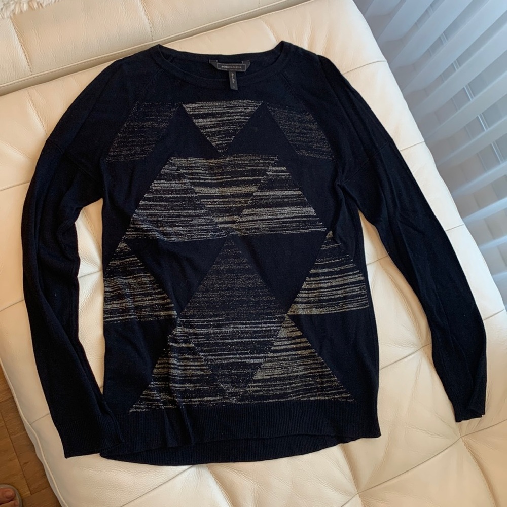 BCBGMaxAzria Miliana light weight sweater with metallic threading